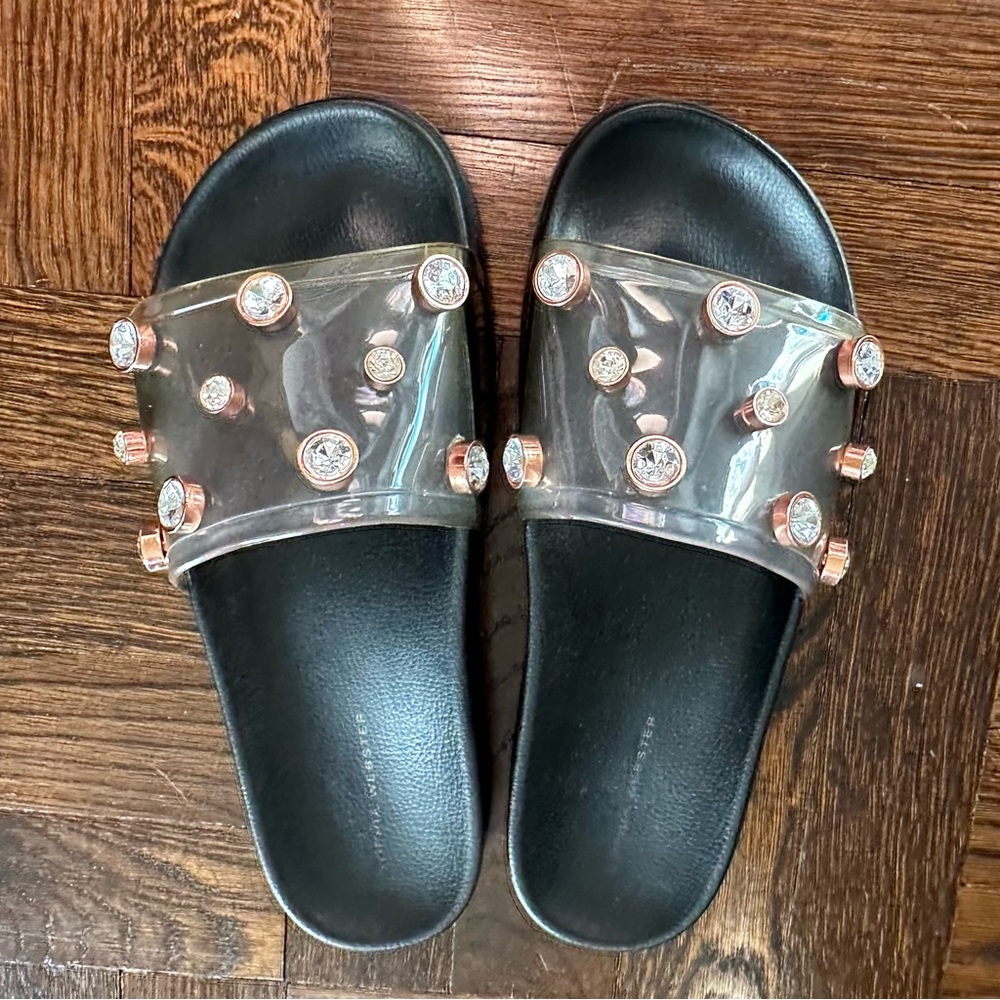 SOPHIA WEBSTER DINA SLIDES - CLEAR PVC W/CRYSTAL GEMS - SIZE 39